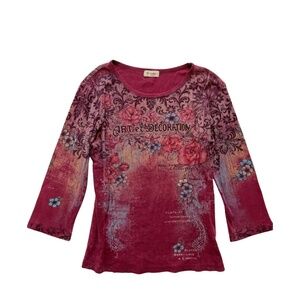 vintage y2k romantic / whimsy / fairy 3/4 sleeve top < 3